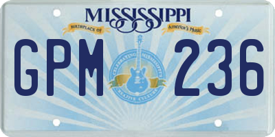 MS license plate GPM236