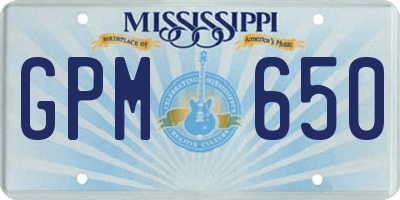 MS license plate GPM650