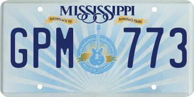 MS license plate GPM773