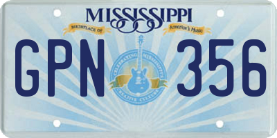 MS license plate GPN356