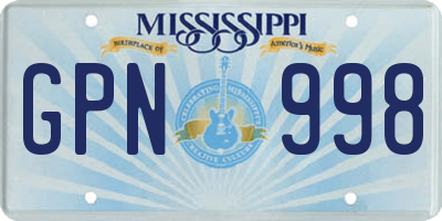 MS license plate GPN998