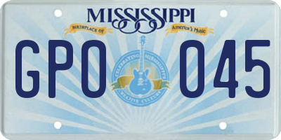 MS license plate GPO045