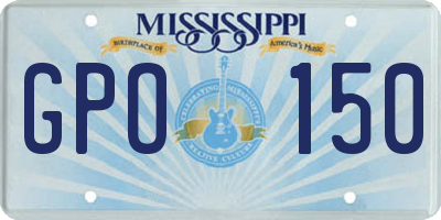 MS license plate GPO150