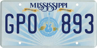 MS license plate GPO893