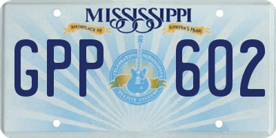 MS license plate GPP602