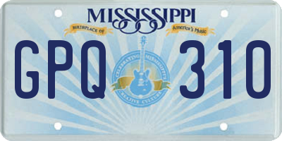 MS license plate GPQ310