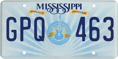 MS license plate GPQ463
