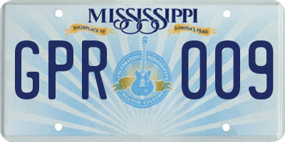 MS license plate GPR009