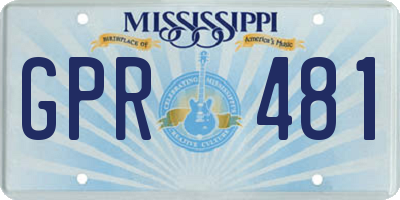 MS license plate GPR481