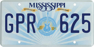 MS license plate GPR625