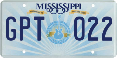 MS license plate GPT022