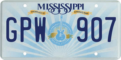 MS license plate GPW907