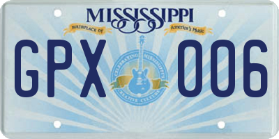 MS license plate GPX006