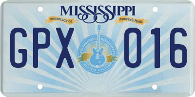 MS license plate GPX016