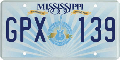 MS license plate GPX139