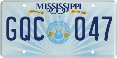 MS license plate GQC047