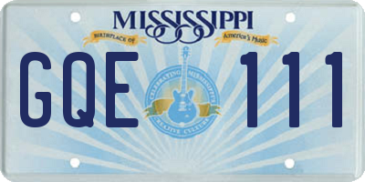 MS license plate GQE111