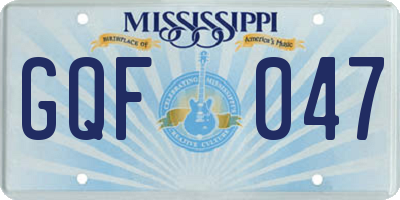 MS license plate GQF047