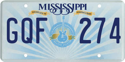 MS license plate GQF274