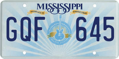 MS license plate GQF645