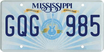 MS license plate GQG985