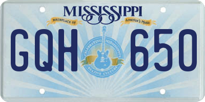 MS license plate GQH650