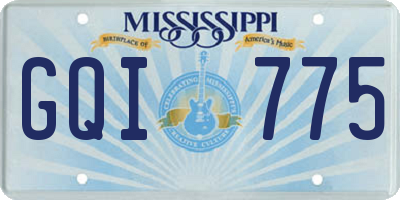 MS license plate GQI775