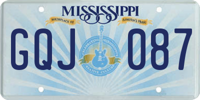 MS license plate GQJ087