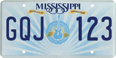 MS license plate GQJ123