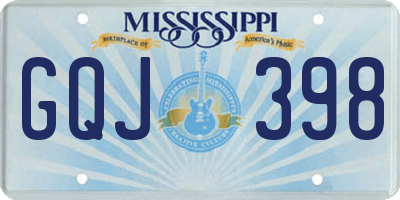 MS license plate GQJ398