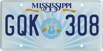 MS license plate GQK308