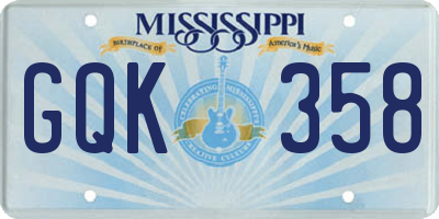 MS license plate GQK358