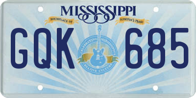 MS license plate GQK685