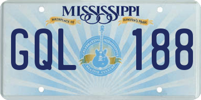 MS license plate GQL188
