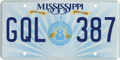 MS license plate GQL387