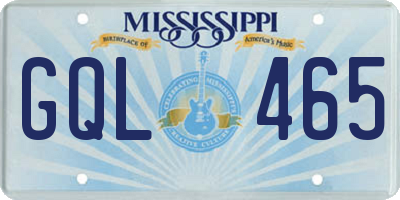 MS license plate GQL465