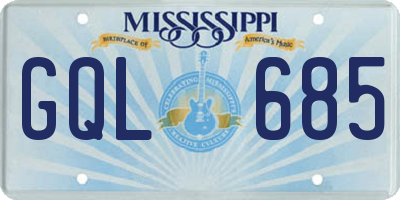 MS license plate GQL685