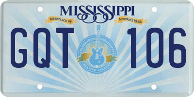 MS license plate GQT106