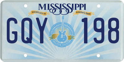 MS license plate GQY198