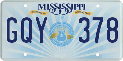 MS license plate GQY378