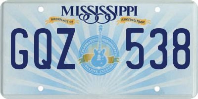 MS license plate GQZ538