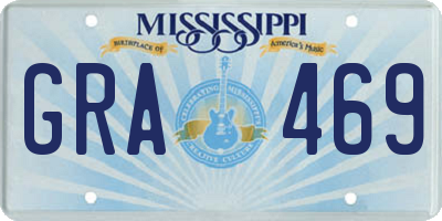 MS license plate GRA469