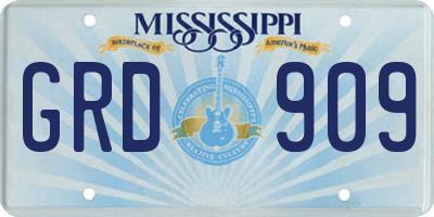 MS license plate GRD909