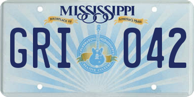 MS license plate GRI042