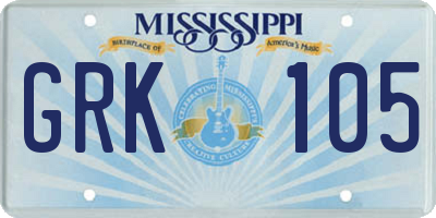 MS license plate GRK105