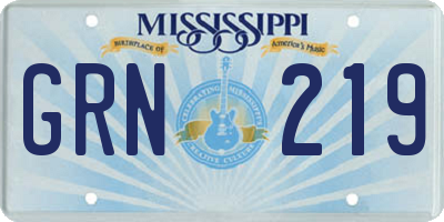 MS license plate GRN219