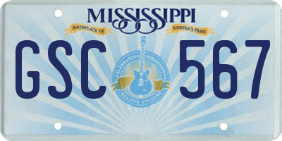 MS license plate GSC567