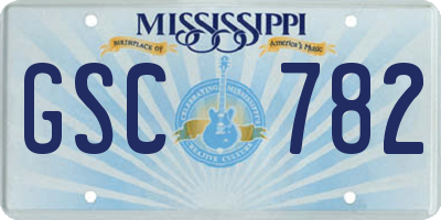 MS license plate GSC782