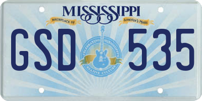 MS license plate GSD535