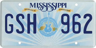 MS license plate GSH962